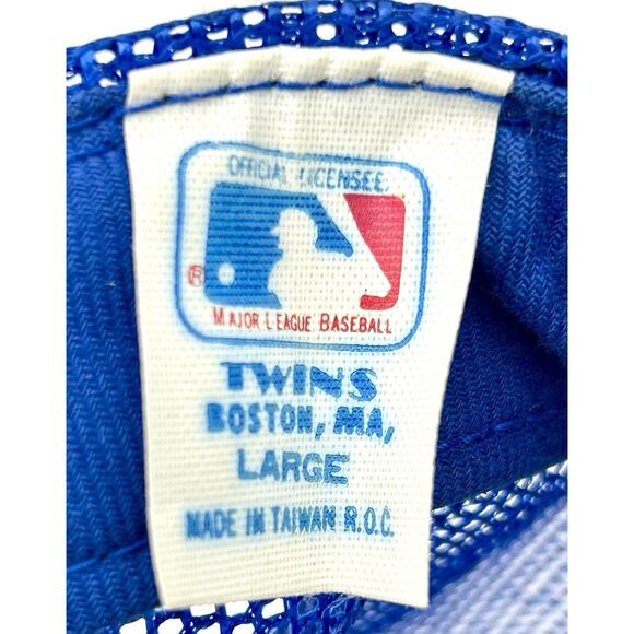 Vintage 1990s Atlanta Braves Hat Cap Snapback Blue Red Mesh Baseball Twins Logo - Picture 10 of 10